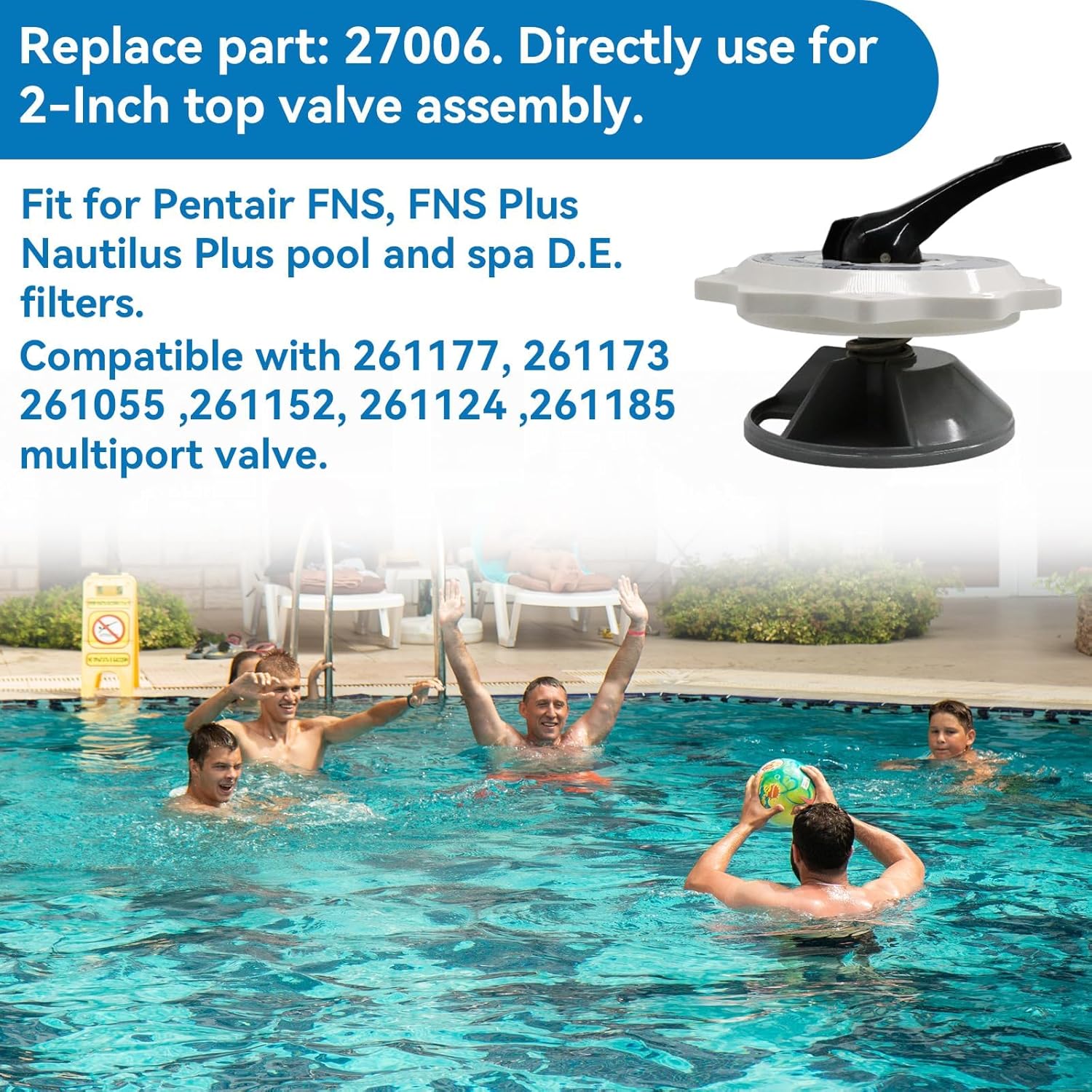 270067 2 Inch Top Valve Assembly Replacement Kit Replacement for Hiflow Top and Side Mount Pool Spa Multiport Valve
