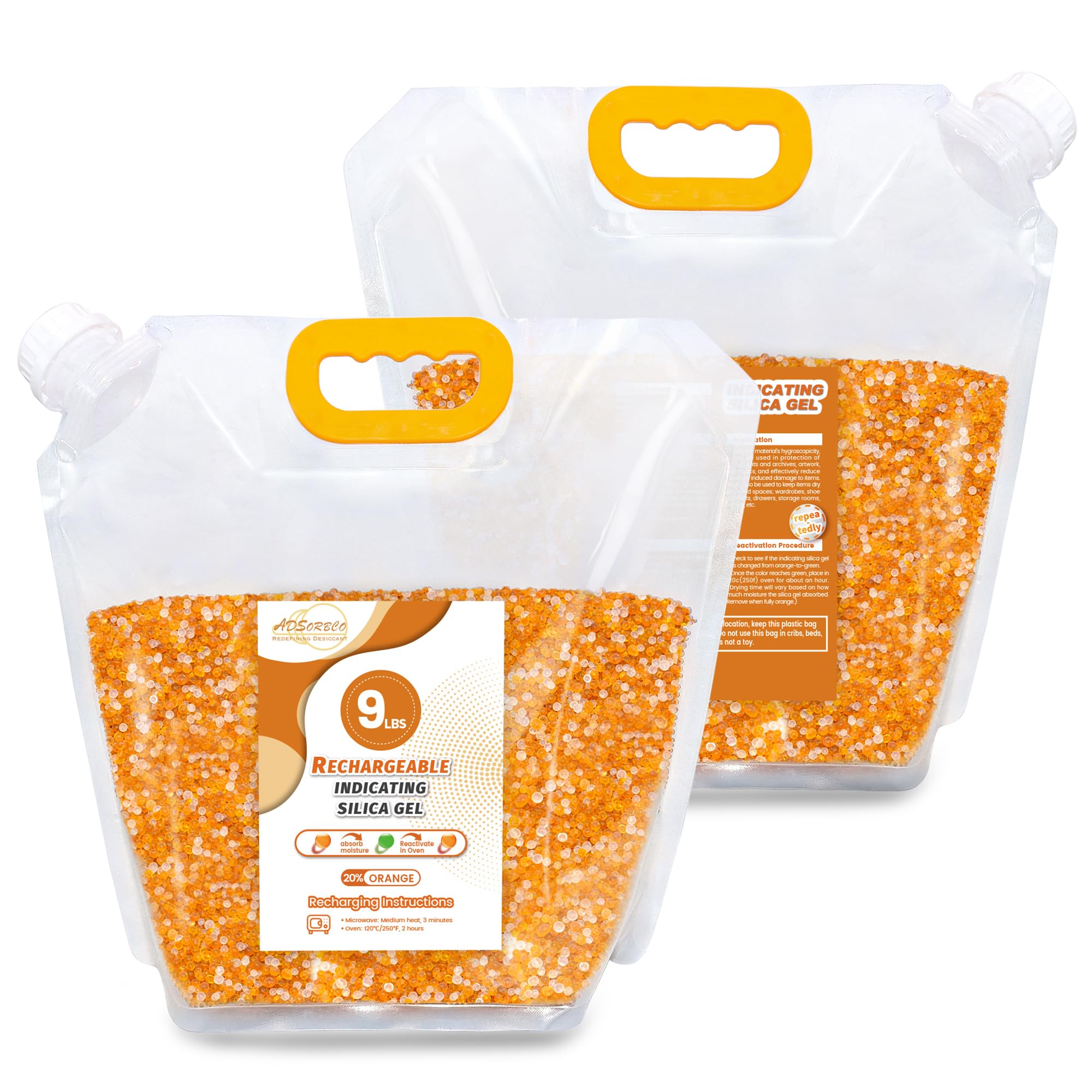 Cuentas desecantes de gel de sílice, cuentas desecantes reutilizables de 3 mm para filamento 3D, electrónica, cámaras, joyas y cajas fuertes (mezcla de naranja y blanco, 9 libras)