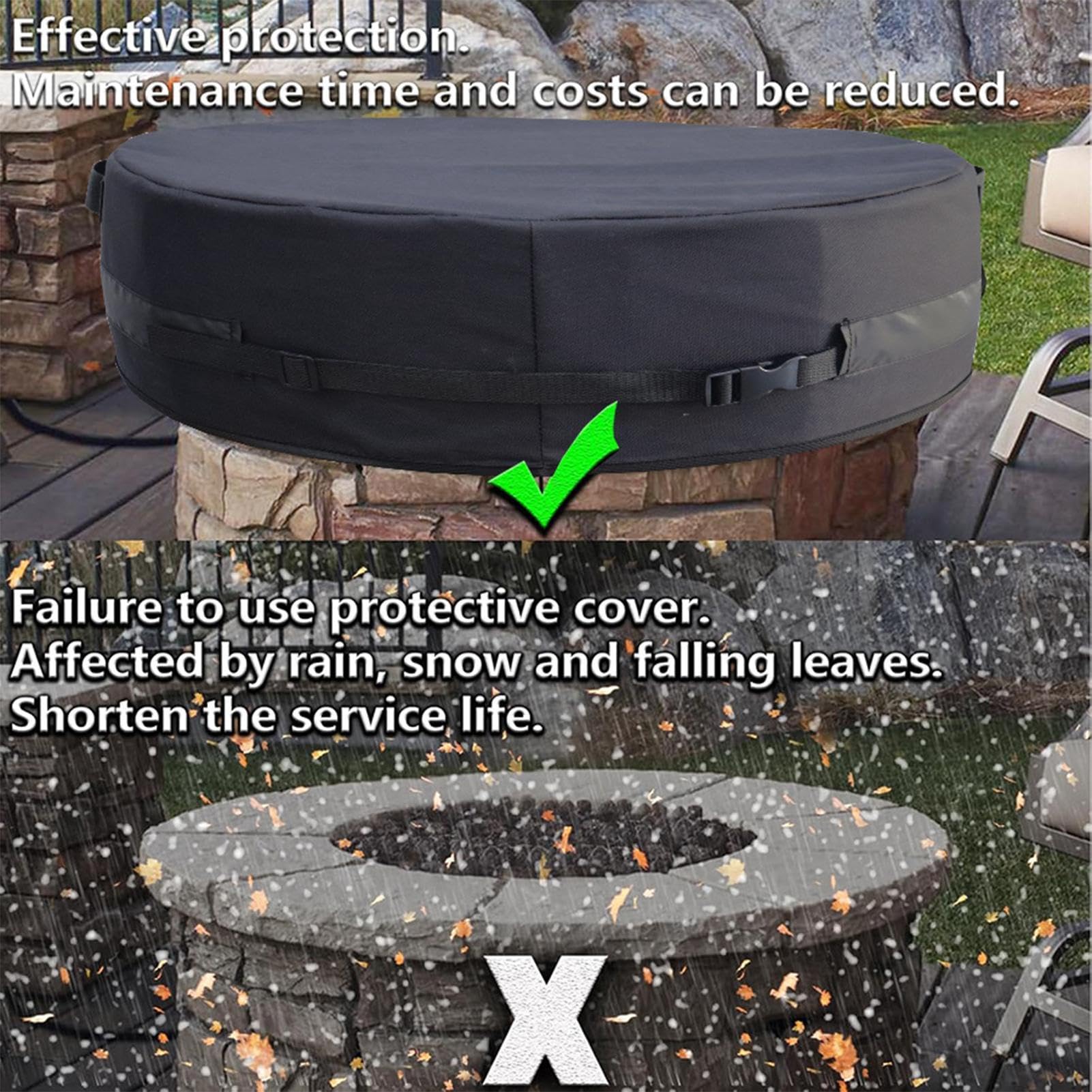 Copertura per Braciere da Esterno con Maniglia Resistente Regolabile | Protettore Rotondo per Braciere da Giardino Per Cortile Patio Balcone Prato Prateria Portico