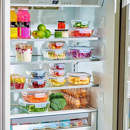 Miniatura 3 de Juego de 40 recipientes de vidrio para almacenamiento de alimentos y cuencos con tapas herméticas, a prueba de fugas, sin BPA, loncheras herméticas