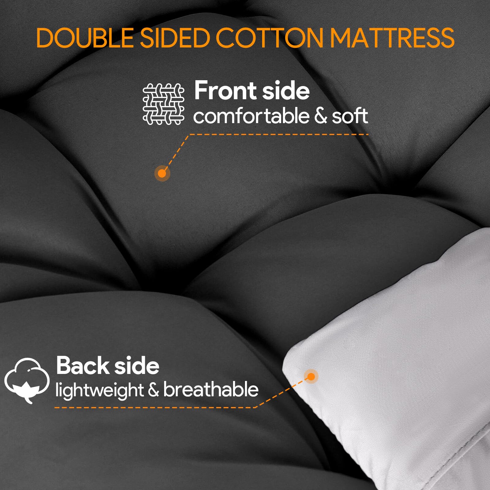 210CM/83IN Camping Sleeping Cot for Adults Kids with Double-Sided 4in Extra Thick Mattress, Portable Folding Camp Sleep Cots Bed