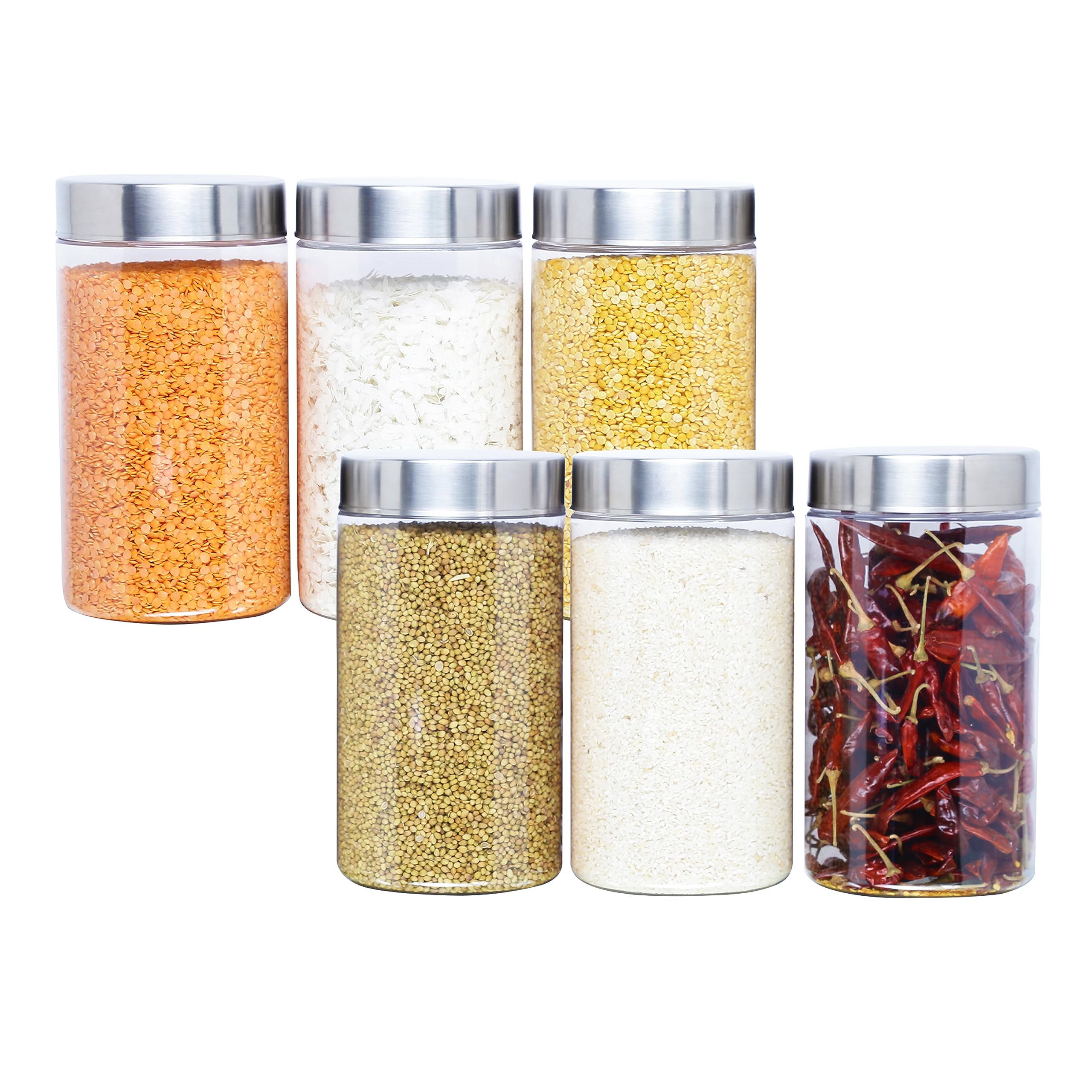KOLORR Classic Plastic Pet Jar Kitchen Storage Organiser Containers Set of 6 (2700ml x 6) - Transparent (B0BJ24X25Z) Amazon Price History, Amazon Price Tracker