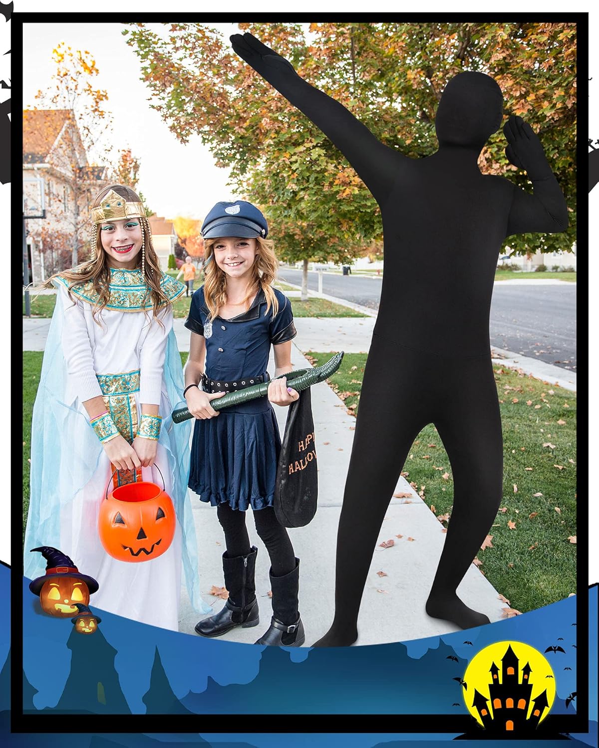 Zentai Full Bodysuit Spandex Stretch Costume Unisex Cosplay Unitard Halloween Costume , Black (Adult-Large) : Clothing, Shoes & Jewelry