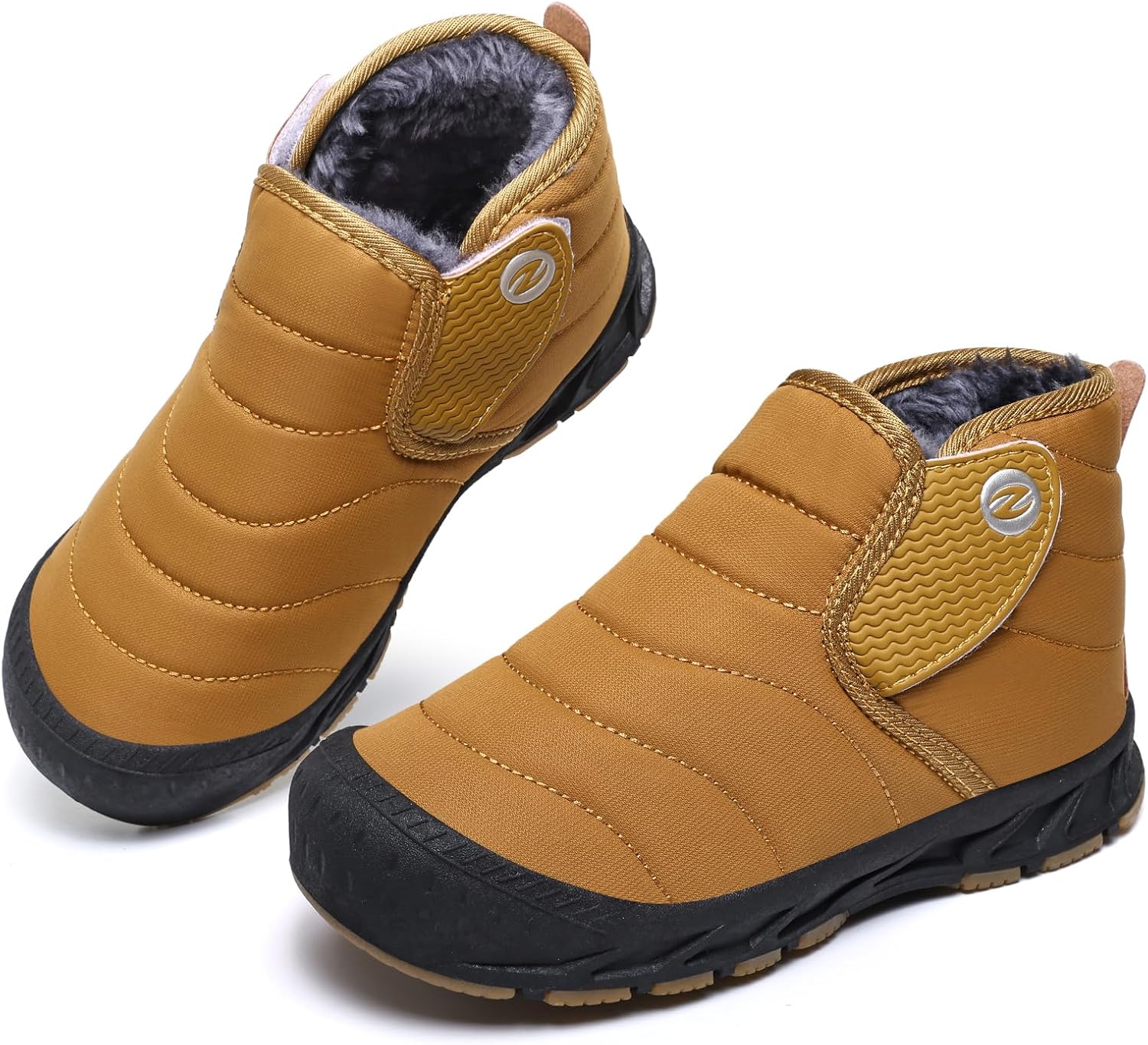 Hanani Kids Snow Boots Boys Girls Winter Warm Fur Lined Double Hook & Loop