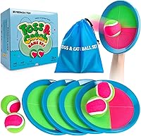 Vista 8 de EVERICH TOY Juego de pelota para lanzar y atrapar mejorado, relleno de calcetines de juguete para niños y niñas de 3 a 12 años, incluye 6 paletas, 6