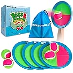 EVERICH TOY Upgraded Toss and Catch Ball Game Set, Kids Toy Stocking Stuffers for Boys Girls Ages 3-12, Includes 4 Paddles 4 Sticky Balls, Water-Resistant Indoor Outdoor Toy for Beach Pool Yard