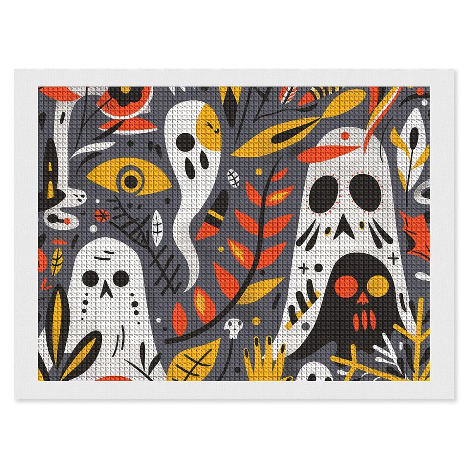 NONHAI Diamond Painting Kits for Adults - DIY Diamond Art Kits for Beginners - Full 5D Paint Drill Diamond Dots Paintings- Ghost Skull Pattern Diamonds Pictures Gem Art and Craft Wall Decor 12"x16"