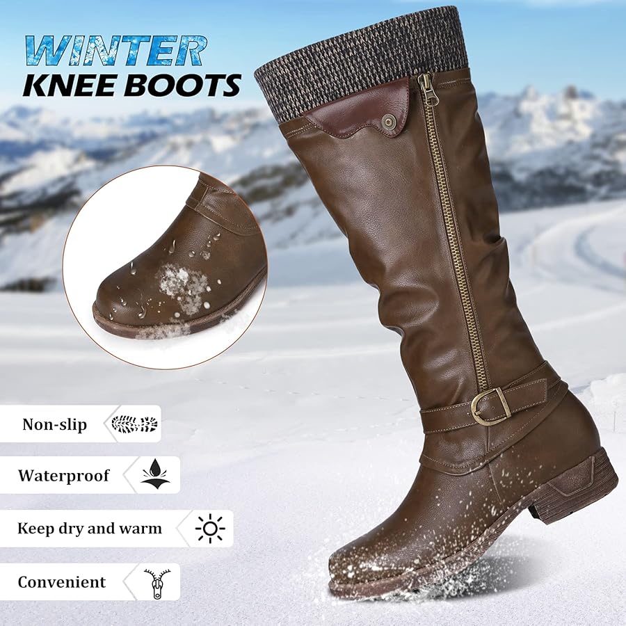 Bottes Mi-hautes Femme Hiver - Doublure Fourrure Chaude - Semelle Antidérapante - Style Western Confortable