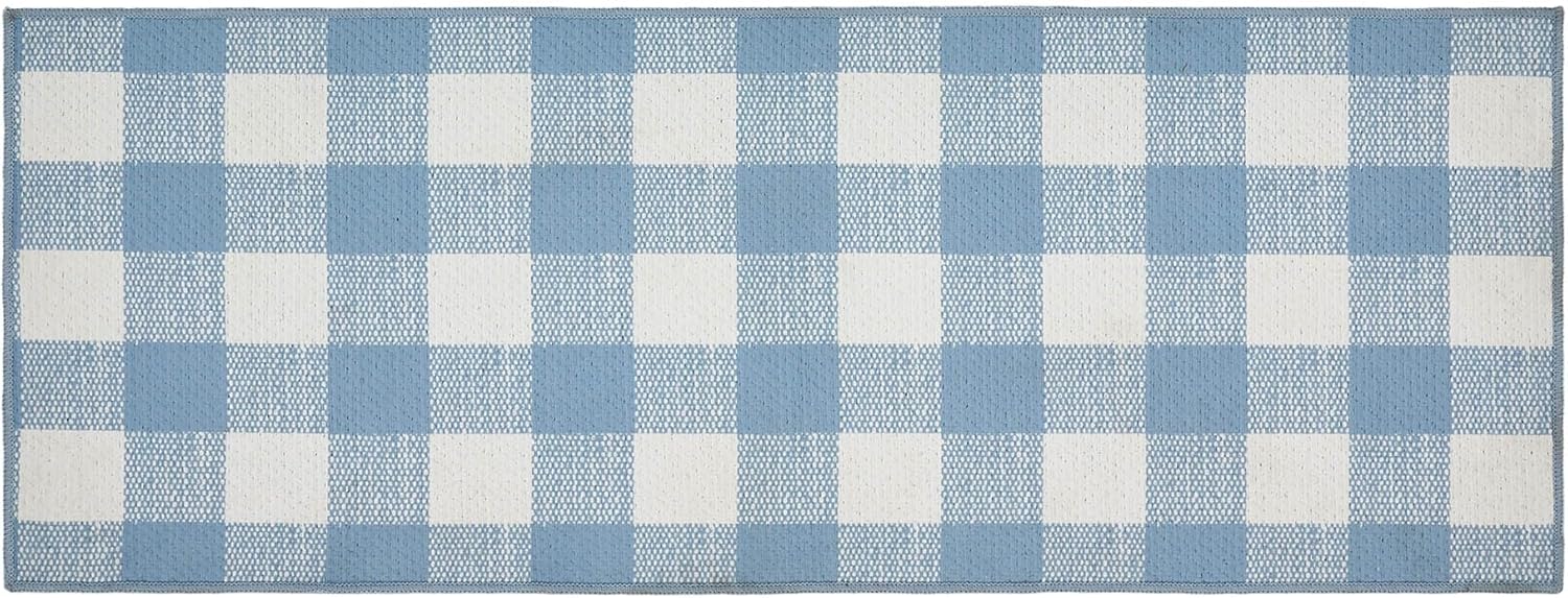 VHC Brands Annie Buffalo Check Blue Indoor Rug Rect 17x48, Polyester Area Rug, Accent Rug, Floor Decor, Annie Buffalo Check Collection, Rectangle 17x48, Dusk Blue