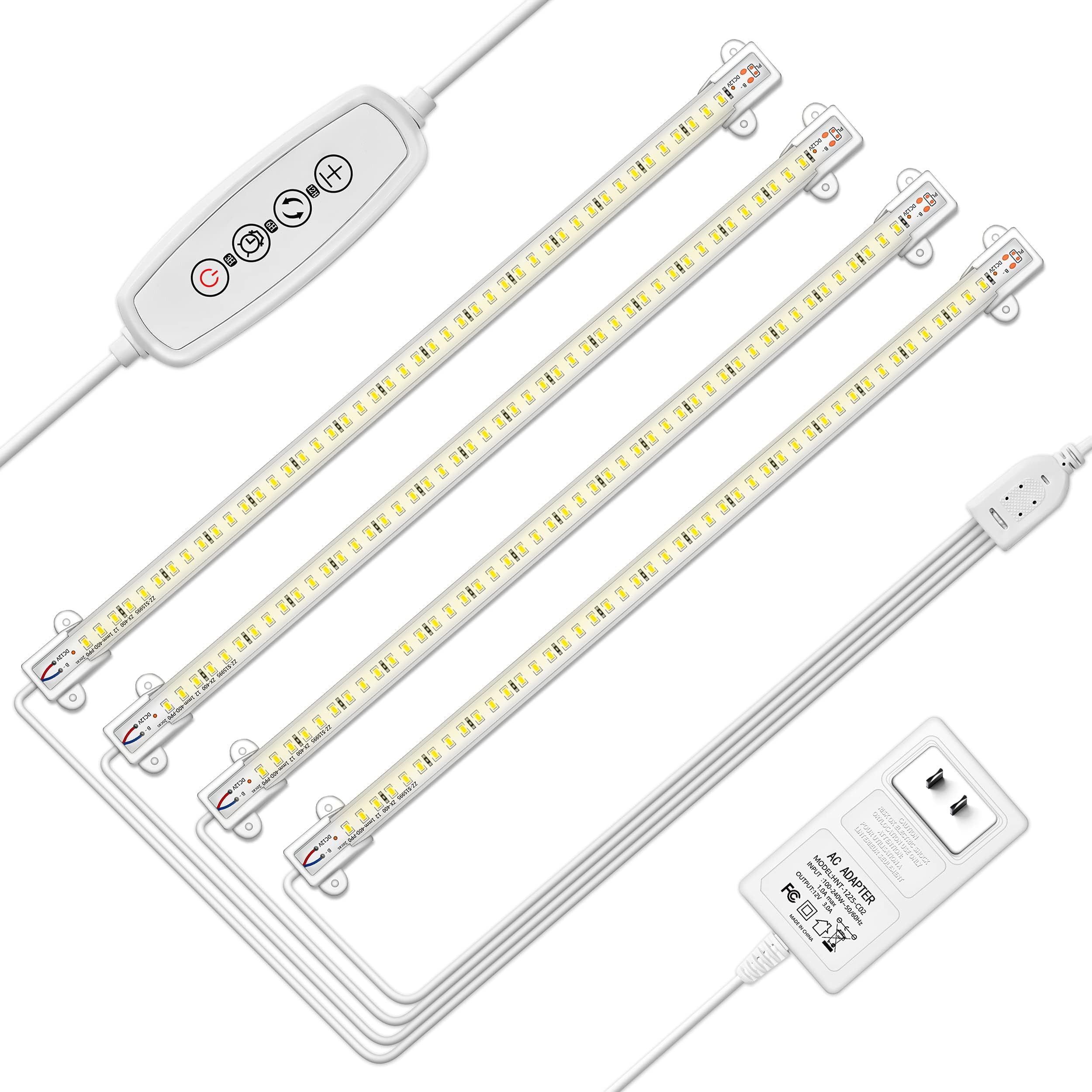 LED Plant Grow Light Strips Full Spectrum Grow Lights for Indoor Plants with Auto On/Off 3/6/12H Timer, 5 Dimmable Levels 192 LEDs Sunlike Grow Lamp for Hydroponics Succulent,Waterproof 4 Pack1