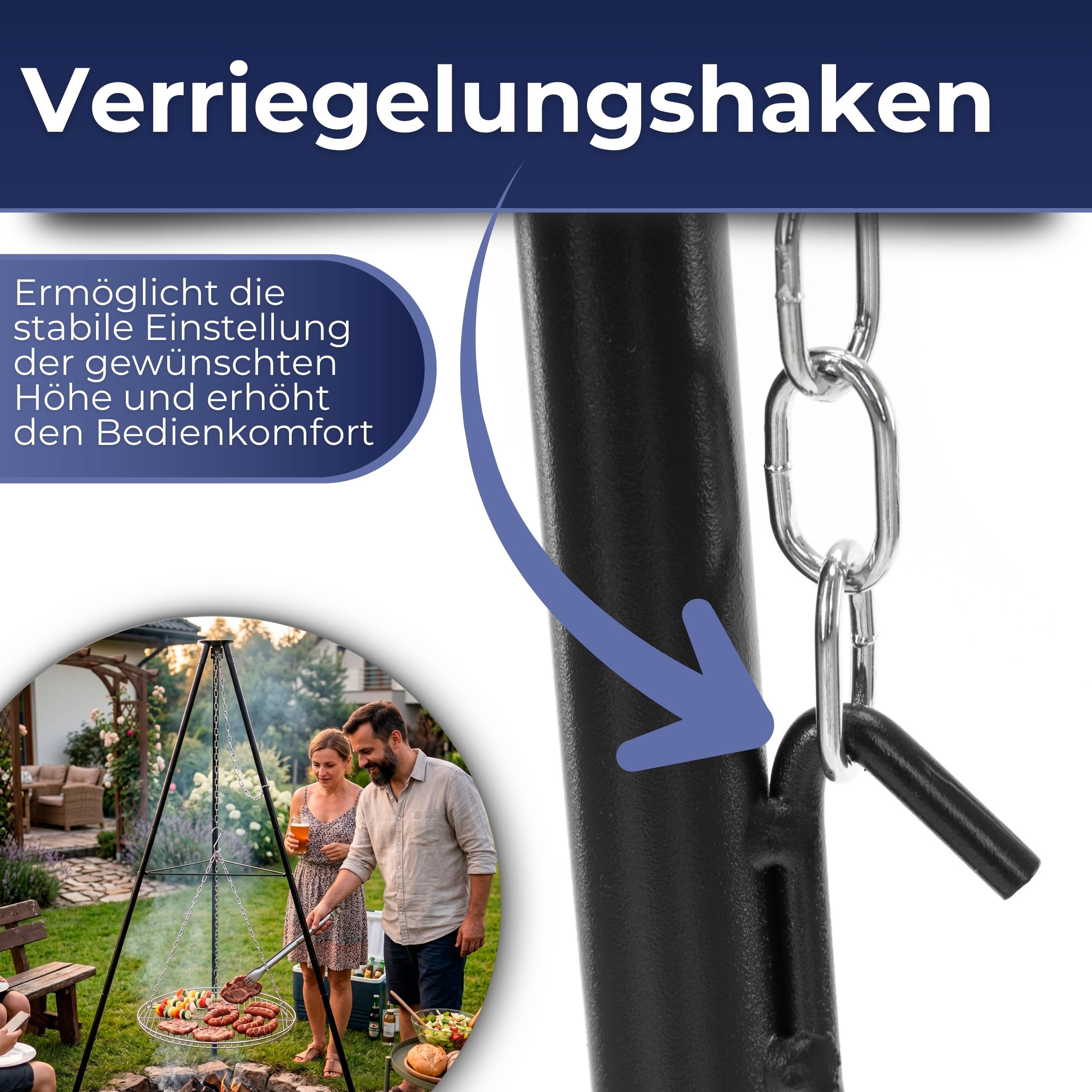 Springos Schwenkgrill Dreibein Grill mit Höhenverstellbarem Grillrost Holzkohlegrill BBQ Grill für Lagerfeuer Garten Terrasse Camping Outdoor Grillrost SPRINGOS