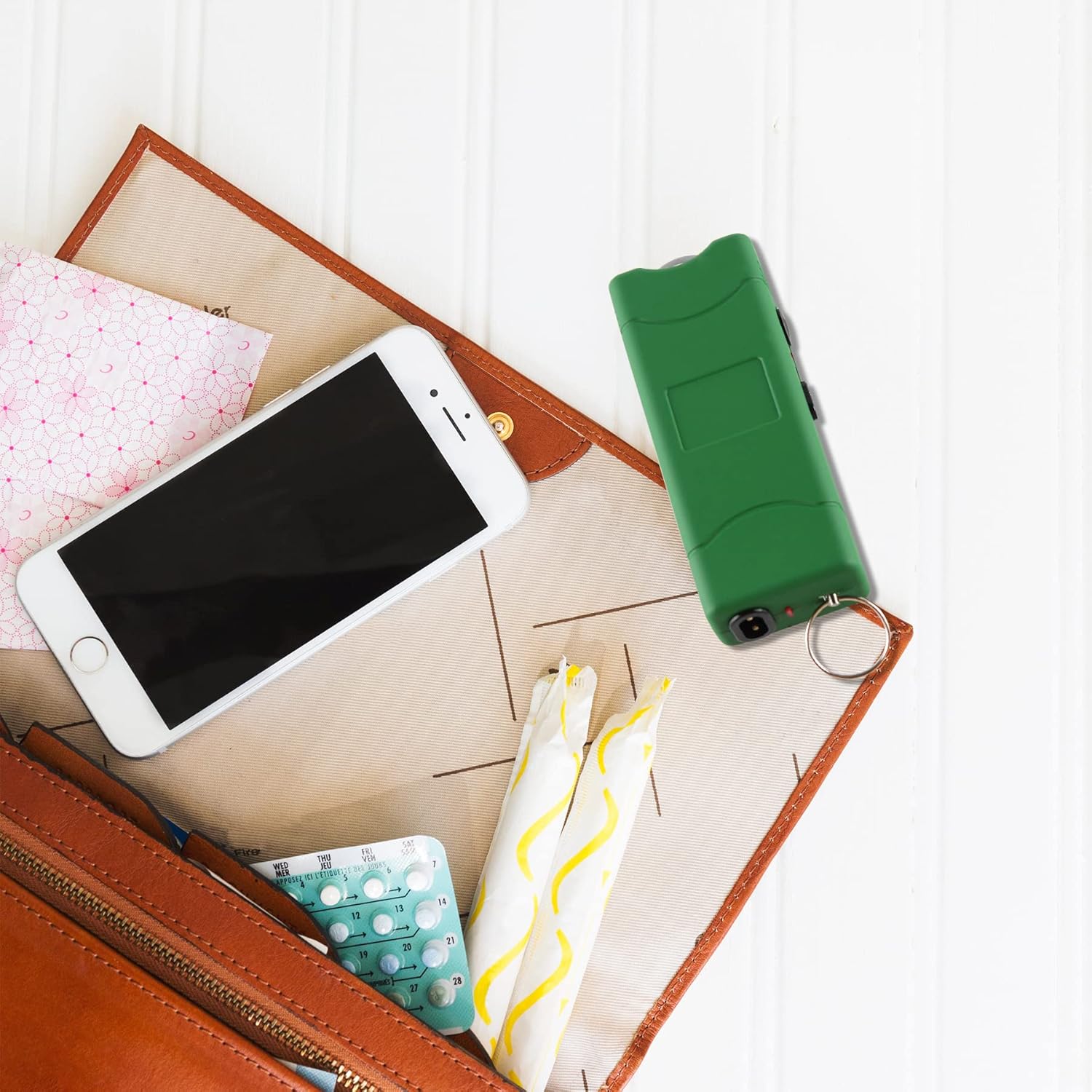 Magihome Green Mini Stun Gun Flashligh Less Lethal Tazor Stun Stick Ungun Taxer Self Defense Keychain for Women Stun Fun Like Stun Baton Tasyer Pistola Electrica Defensa USB Recharge, ShipFreeInt'l : Sports & Outdoors