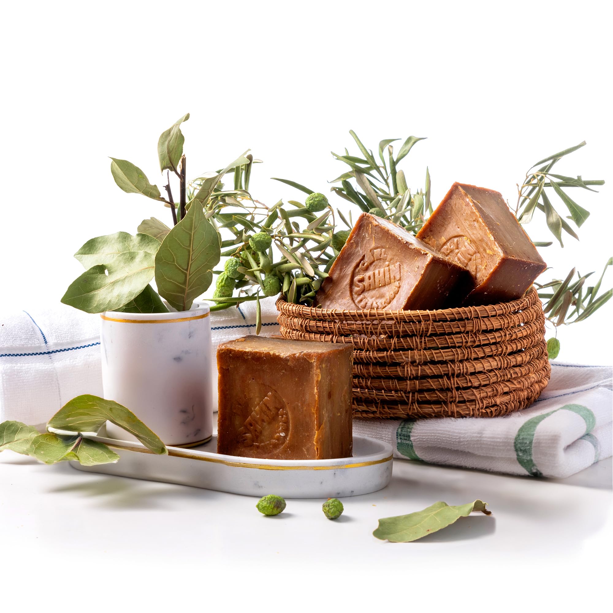 Natura Germania Aleppo Soap 3x approx. 200g each (600g total) 100% Olive Oil + Sisal Soap Pouch, Blue, 120 g (Pack of 5) - Image 4
