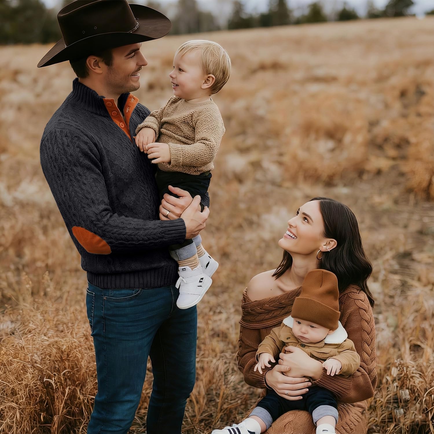 Mens Cable Knit Pullover Sweater Casual Long Sleeve Stand Collar Quarter Button Knitted Sweaters - Image 3