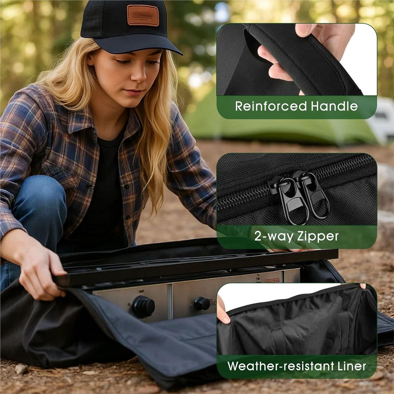 Camp Stove Carry Case Compatible with Camp Chef Everest 2X/2 Burner Stove, Portable Camping Stove Storage Bag with Dual Propane Tank Pockets (Bag Only)