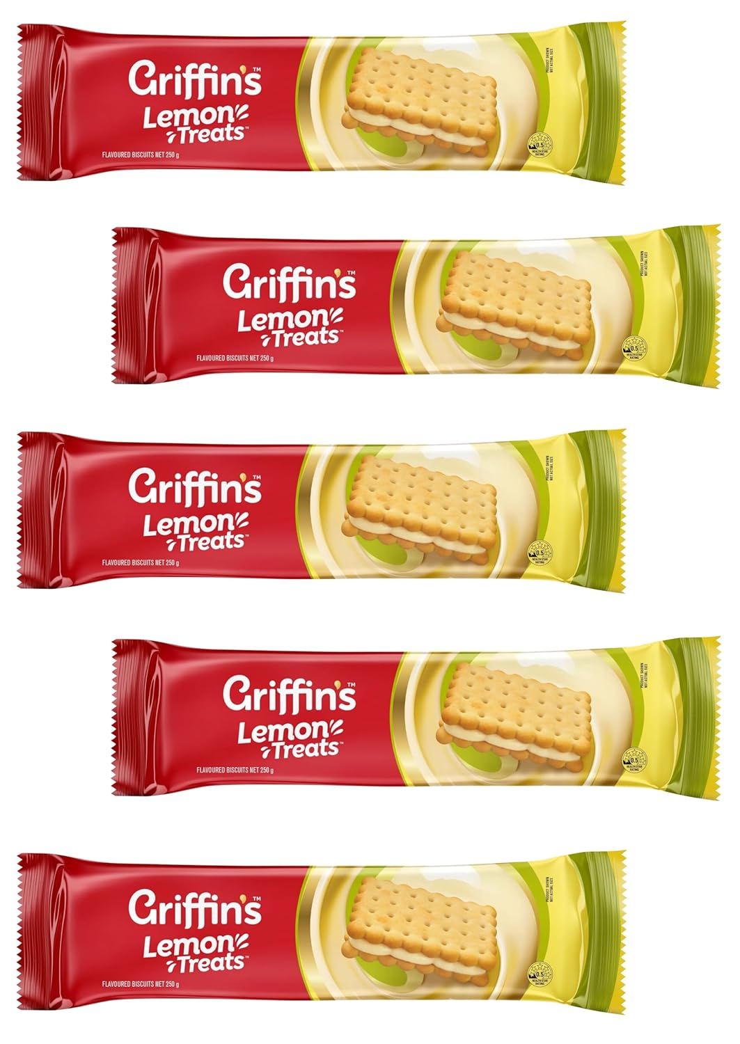 Griffin's LEMON Cream Treats - The perfect Sweet & Light Salty Biscuits! 5 Pack x 250g