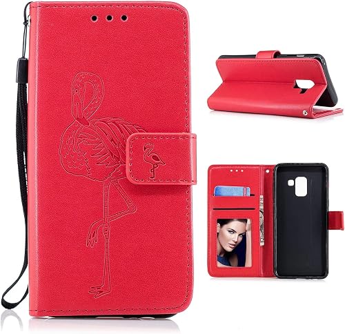 BoRan Cover per Galaxy 2018 Flip Custodia Goffratura Fenicottero Vintage Caso Pelle Stile del Libro Cassa Folio Magnetic Clip Slot Schede Case Compatible for Samsung Galaxy 2018 Rosso BoRan Cover per Galaxy 2018 Flip Custodia Goffratura Fenicottero Vintage Caso Pelle Stile del Libro Cassa Folio Magnetic Clip Slot Schede Case Compatible for Samsung Galaxy 2018 Rosso