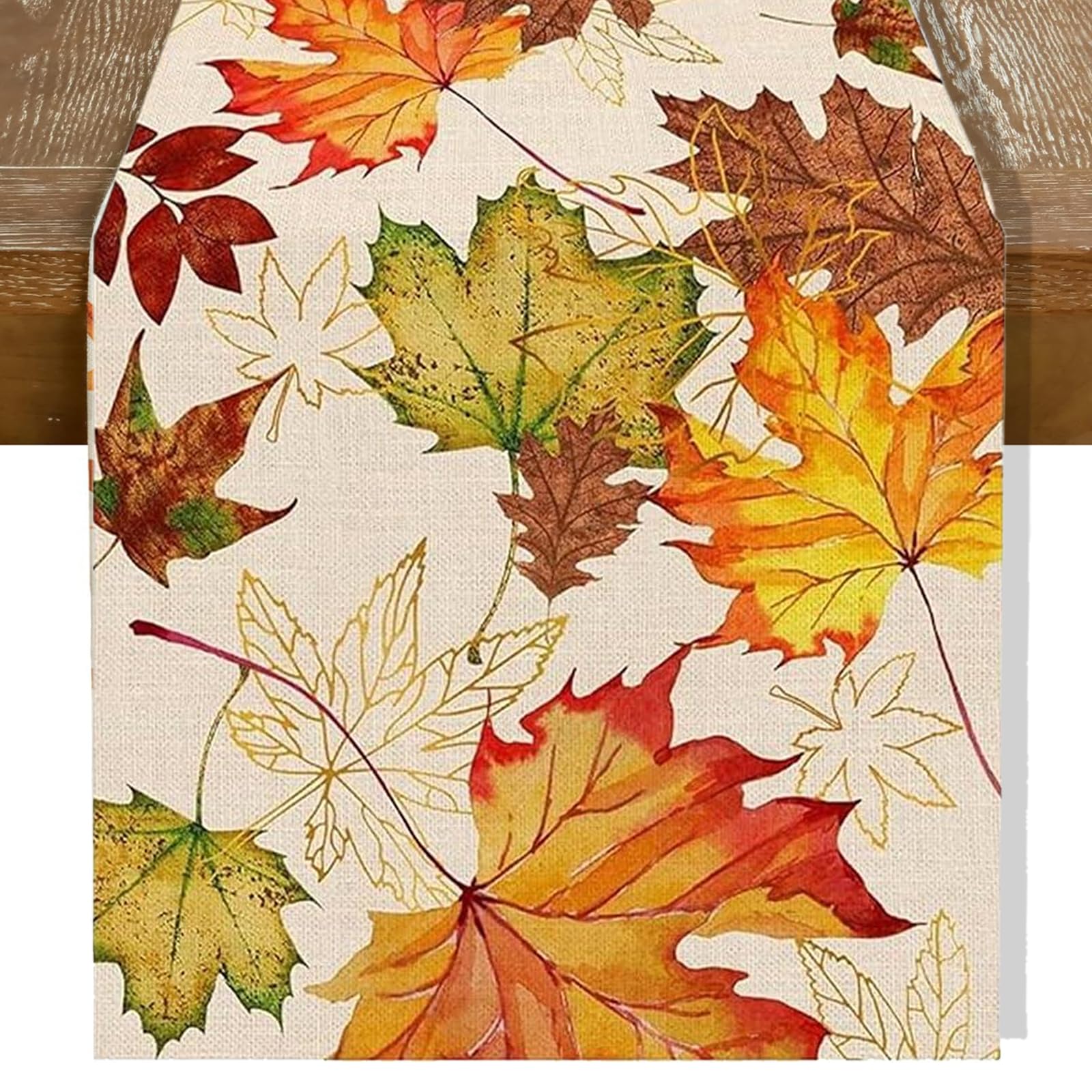 Targonix Autumn Table Runner with Maple Leaf Print, Orange Linen Fall Décor for Thanksgiving & Seasonal Occasions