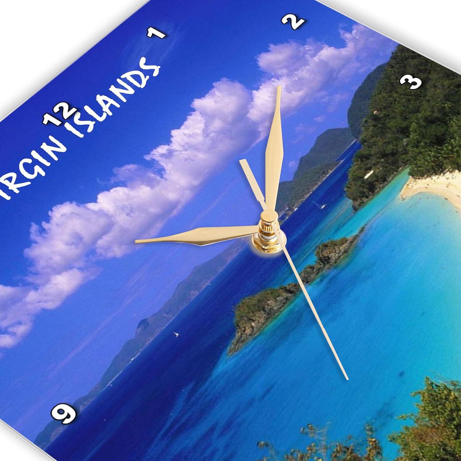 3dRose Wall Clock Silent - 13 inch - Trunk Bay Virgin Islands - Worlds Exotic Spots