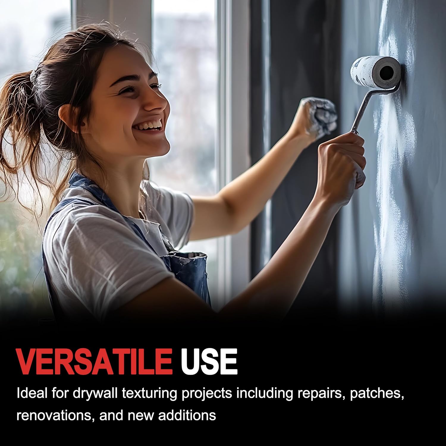 Drywall Texturing Roller 9" Crow's Foot Texturing for Drywall Ceiling Tools | Transform walls and ceilings with a classic crow's foot pattern; DIY friendly and time saving.