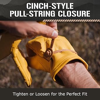 Heavy Duty Leather Work Gloves Field Yellow - Size Options