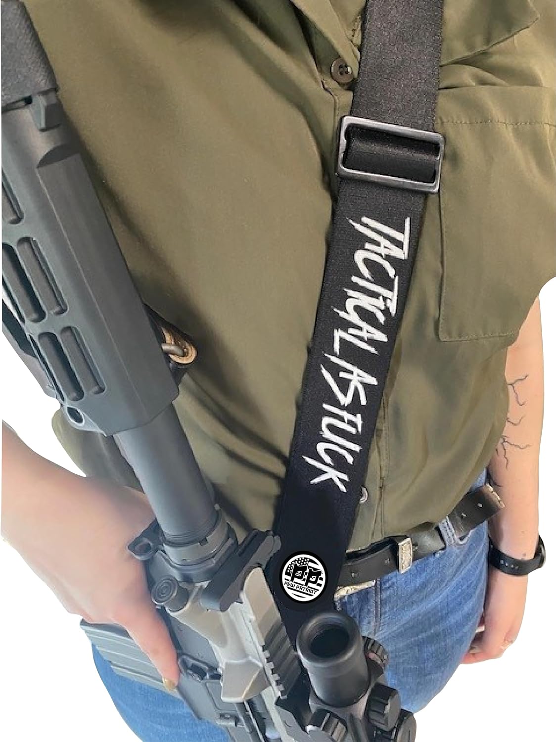 2 Point Rifle Sling with Swivels Adjustable Tactical As Fuck Rifle Sling 52" with Leather Ends (Standard 1" Swivels Included- Can be Changed Easily)