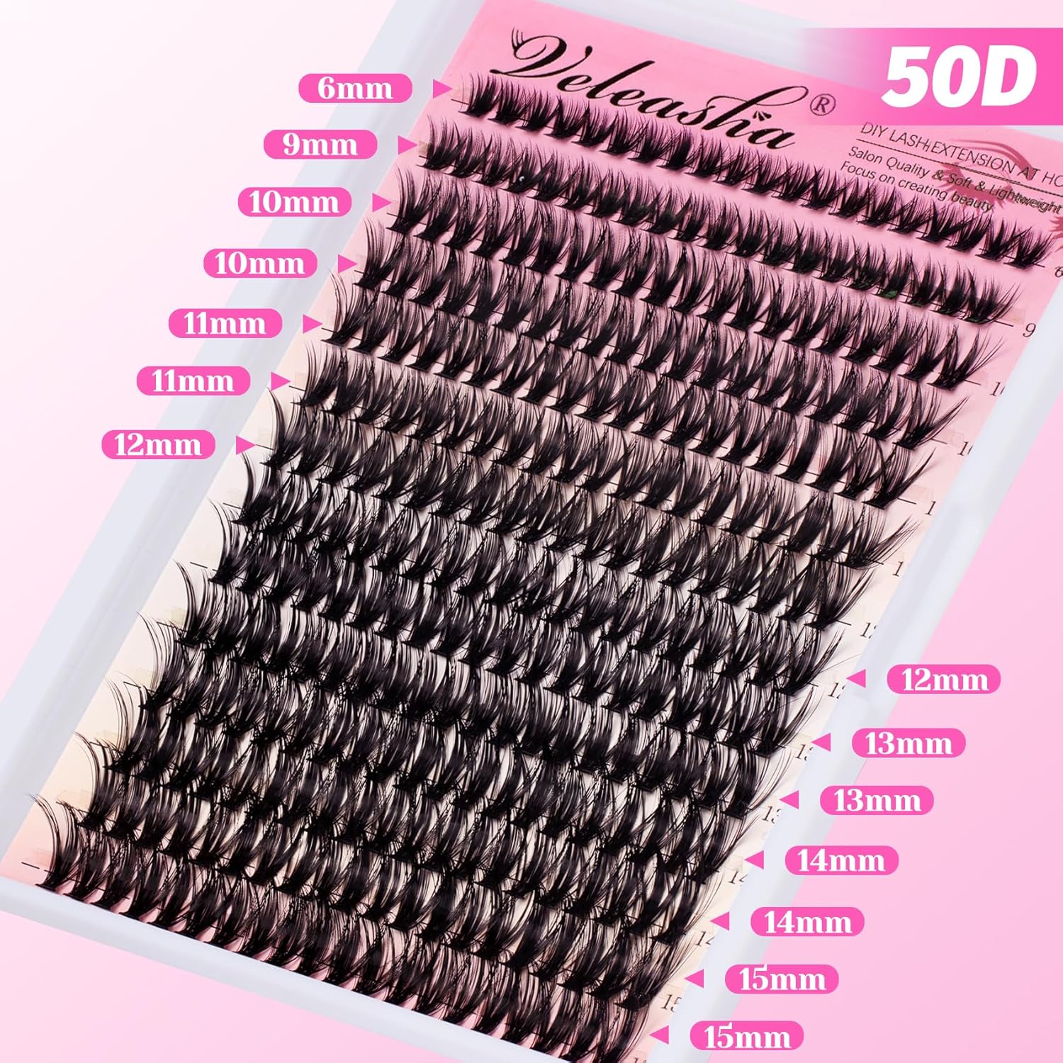 Veleasha Lash Extension Kit Fluffy 50D 280PCS 100% Handmade Reusable Eyelash Extension Kit with Bond and Seal and Tweezers D Curl Lash Clusters 6-15mm Mix Luxury Lashes Extension Kit (50D, Kit) 3 Veleasha Lash Extension Kit Fluffy 50D 280PCS 100% Handmade Reusable Eyelash Extension Kit with Bond and Seal and Tweezers D Curl Lash Clusters 6-15mm Mix Luxury Lashes Extension Kit (50D, Kit)