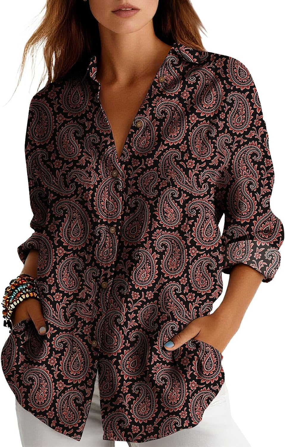 Amazon.com: Long Sleeve Button Down Shirts for Women 2025 Trendy ...
