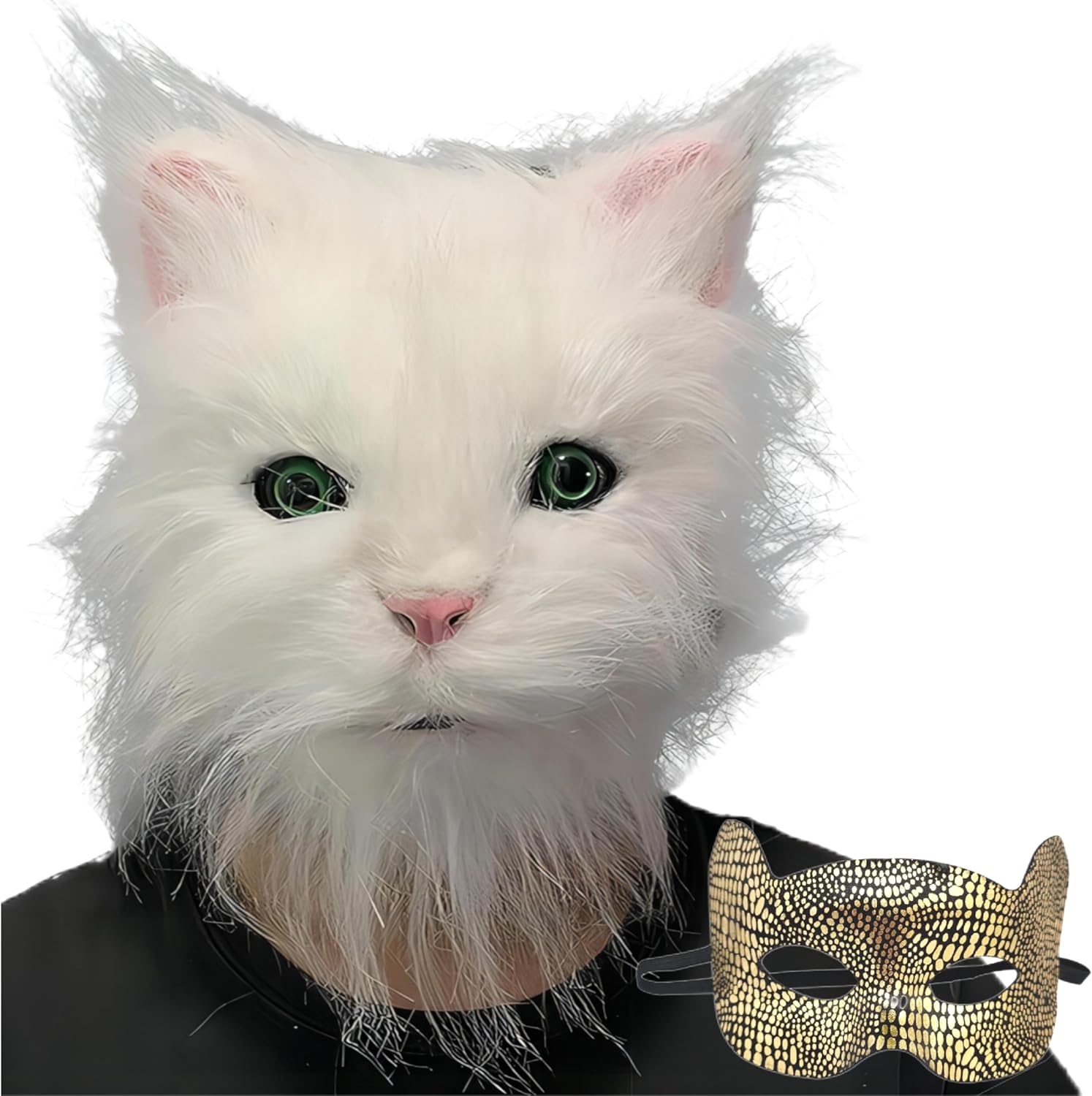 Amazon.co.jp: 猫マスク リアルな目 顔 頭 動物マスク - 天然