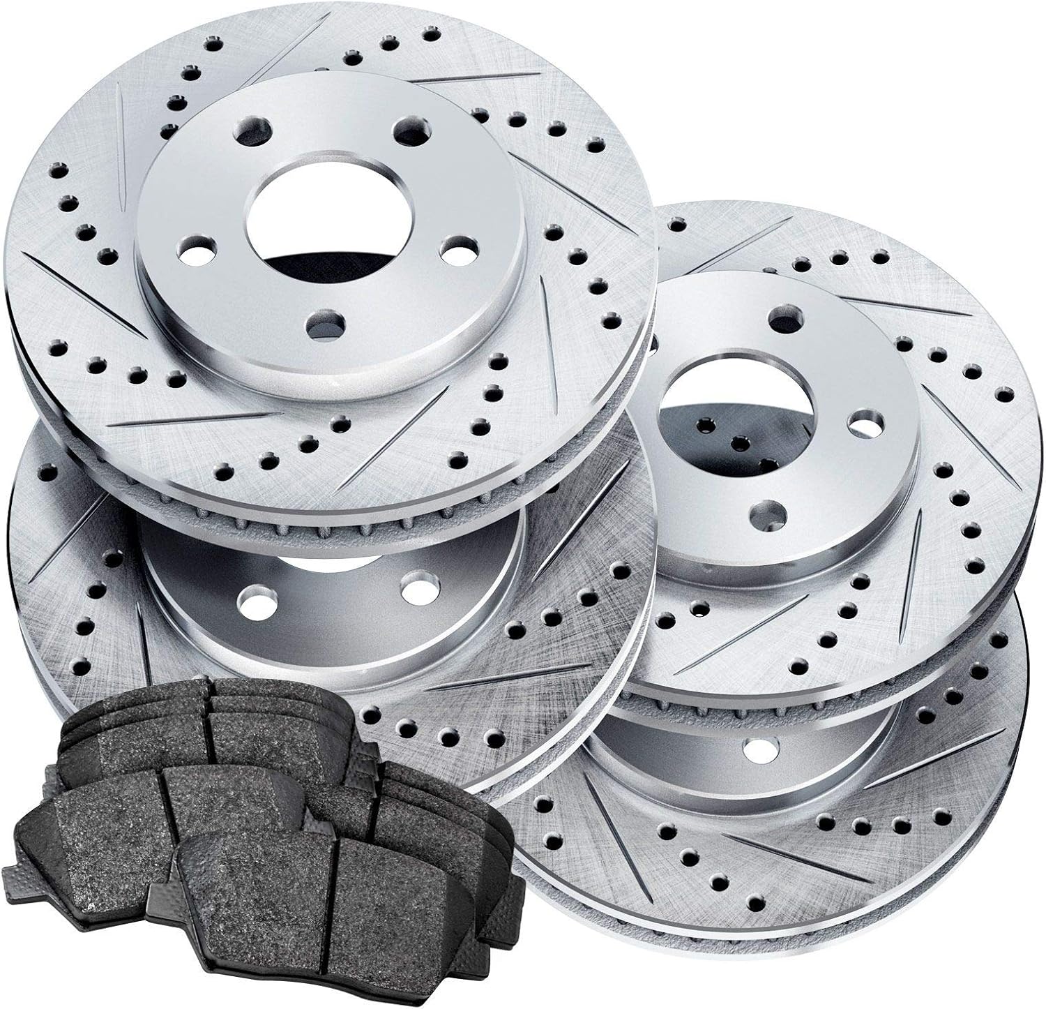 Power Sport PowerSport Front Rear Brakes and Rotors Kit |Front Rear Brake Pads| Brake Rotors and Pads| Ceramic Brake Pads and Rotors |fits 2017 Mercedes-Benz E300