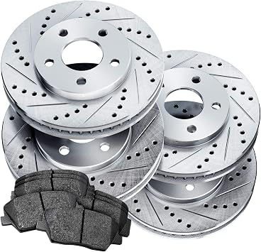 Power Sport Front Rear Brakes and Rotors Kit |Front Rear Brake Pads| Brake Rotors and Pads| Ceramic Brake Pads and Rotors |fits 2016-2019 Hyundai Sonata, 2016-2020 Kia Optima