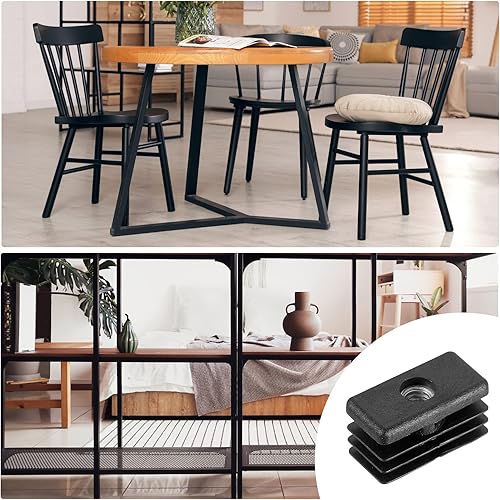 Miniatura 6 de uxcell 8 inserciones para tubos rectangulares con rosca M6, para tubo rectangular de 1.18 x 0.59 pulgadas de DE, enchufe rectangular de plástico