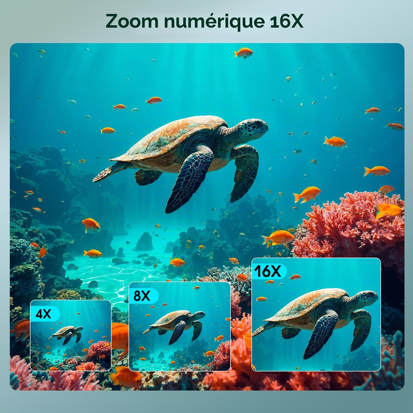 Appareil Photo Etanche Caméra sous-Marine 2,7k Caméra imperméable Full HD 64 MP 16ft pour plongée en apnée, écran de 2,7 Pouces 16x Zoom numérique et Carte de 32 Go