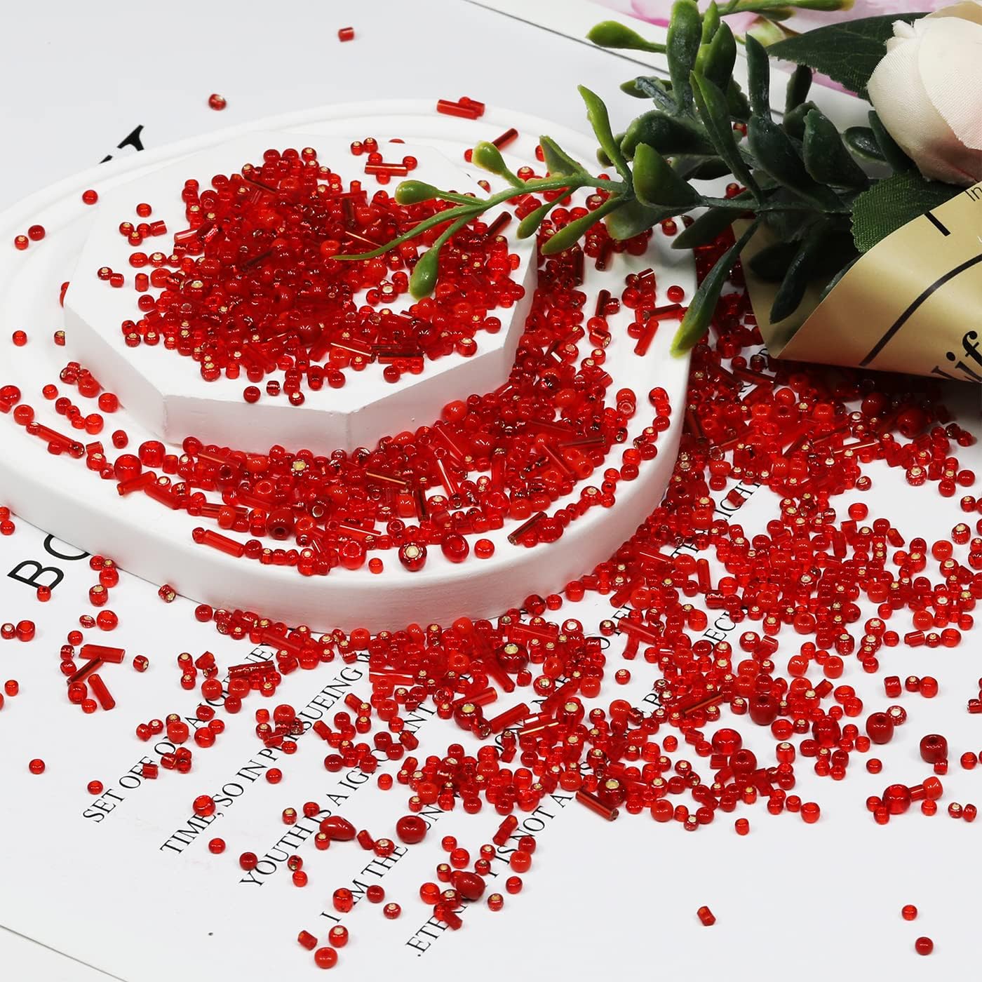 100g Mix Tube Beads Bugle Beads,3800+pcs Glass Bulk Spacer Multi Size 2-6mm Kit for Jewelry Making DIY Craft Bracelets Necklace Earring Making (Red Mixed) - Image 3