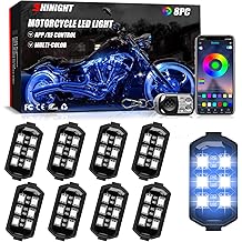 SHINIGHT 8 件摩托车 LED 灯套件、应用程序控制多色防水摩托车 LED 灯带,带射频遥控器、音乐同步和多场景模式摩托车 RGB LED 灯