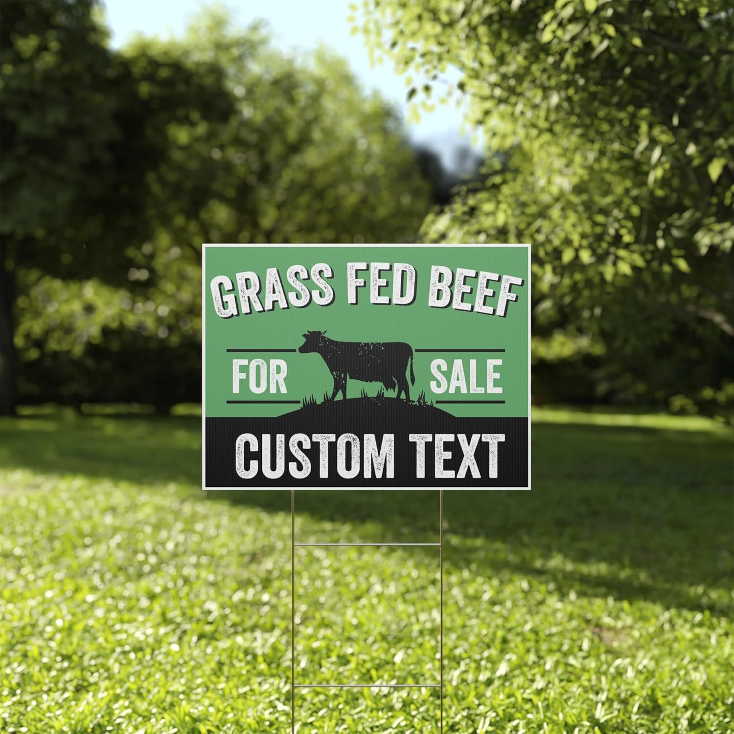 Grass Fed Beef For Sale, Custom, Personalized 18 x 24-inch Yard Sign (Outdoor, Weatherproof Corrugated Plastic) Metal Stake Included