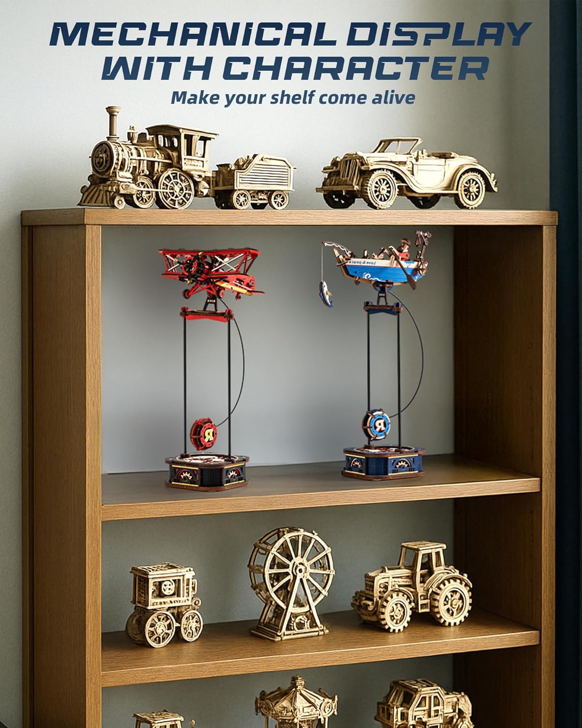 ROBOTIME 3D Wooden Puzzles for Adults, Ship Gravity Swing Model, Aircraft Model Kits for Age 14+,3D Puzzle Model Building Kit, Birthday/Christmas/Creative Gifts for Adults&Teens