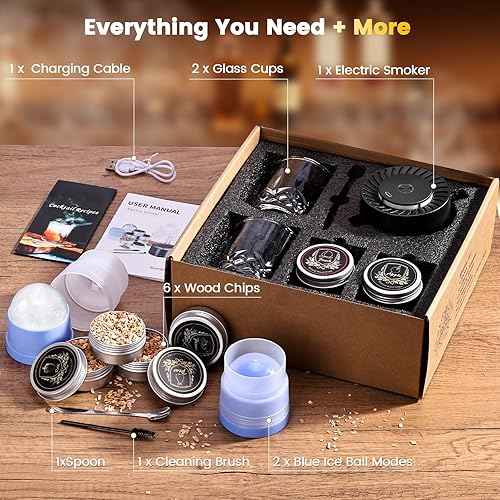 Miniatura 2 de Kit de ahumador de cóctel con antorcha, juego de camarero con soporte, chips de madera de 6 sabores, kit de infusor ahumado de whisky bourbon, kit