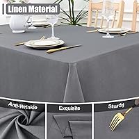 Vista 2 de Smiry Mantel cuadrado con textura de lino, mantel de arpillera impermeable a prueba de derrames, antiarrugas, mantel de tela decorativa lavable
