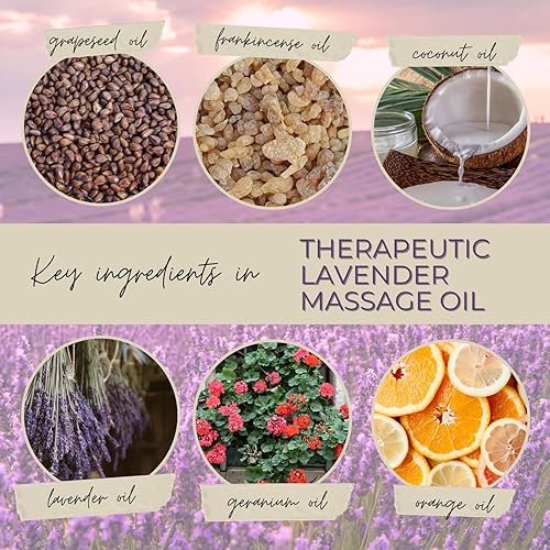 Miniatura 5 de Essentially KateS Aceite de masaje de lavanda de 8 onzas líquidas - Relajación y calmante