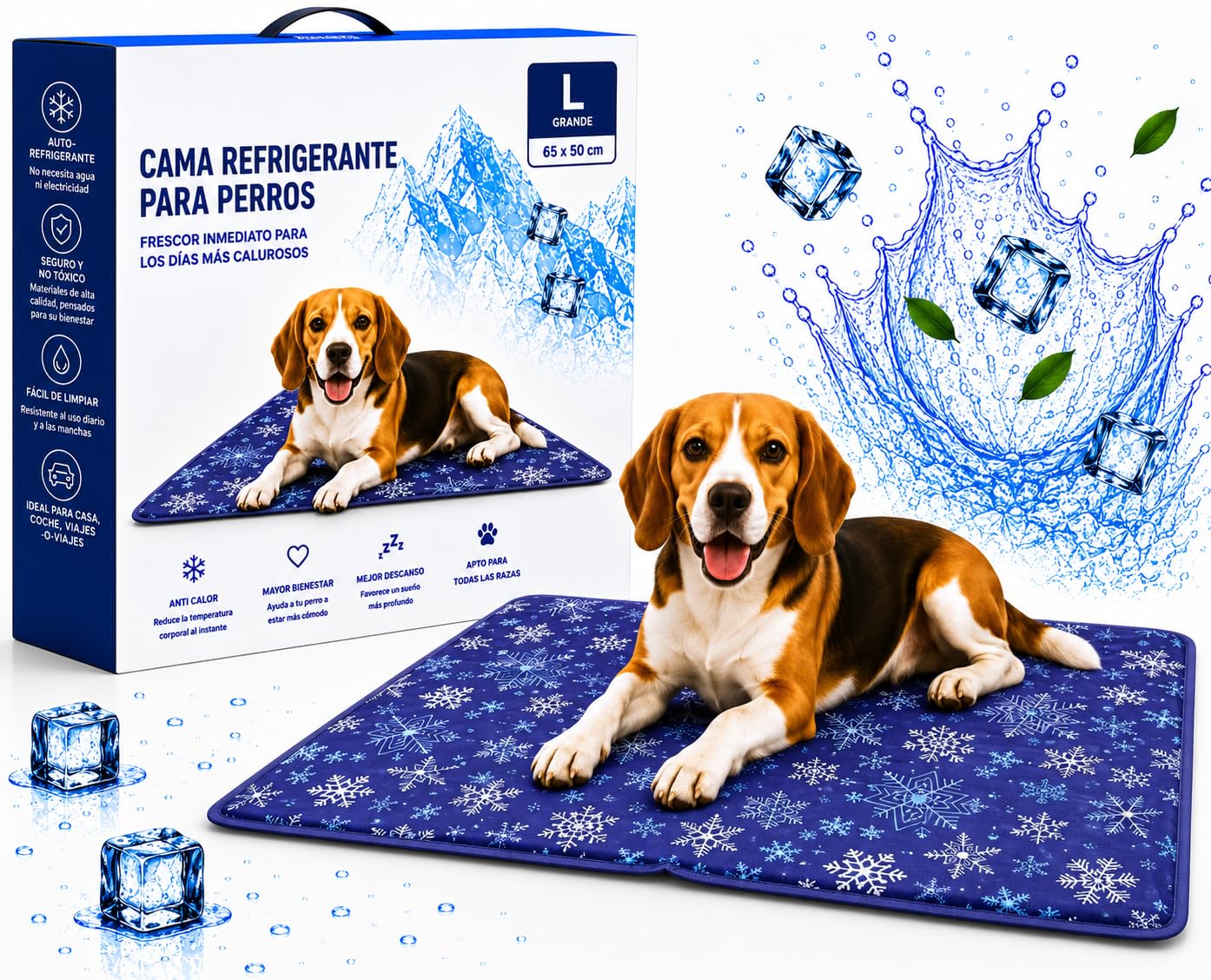Cama Perro Verano 40x30 cm – Cama Refrescante Auto Refrigerante No Tóxica, Lavable, Antideslizante – Ideal para Verano, Interior y Exterior, Ideal para Perros, Gatos Verano Prevenir Calor