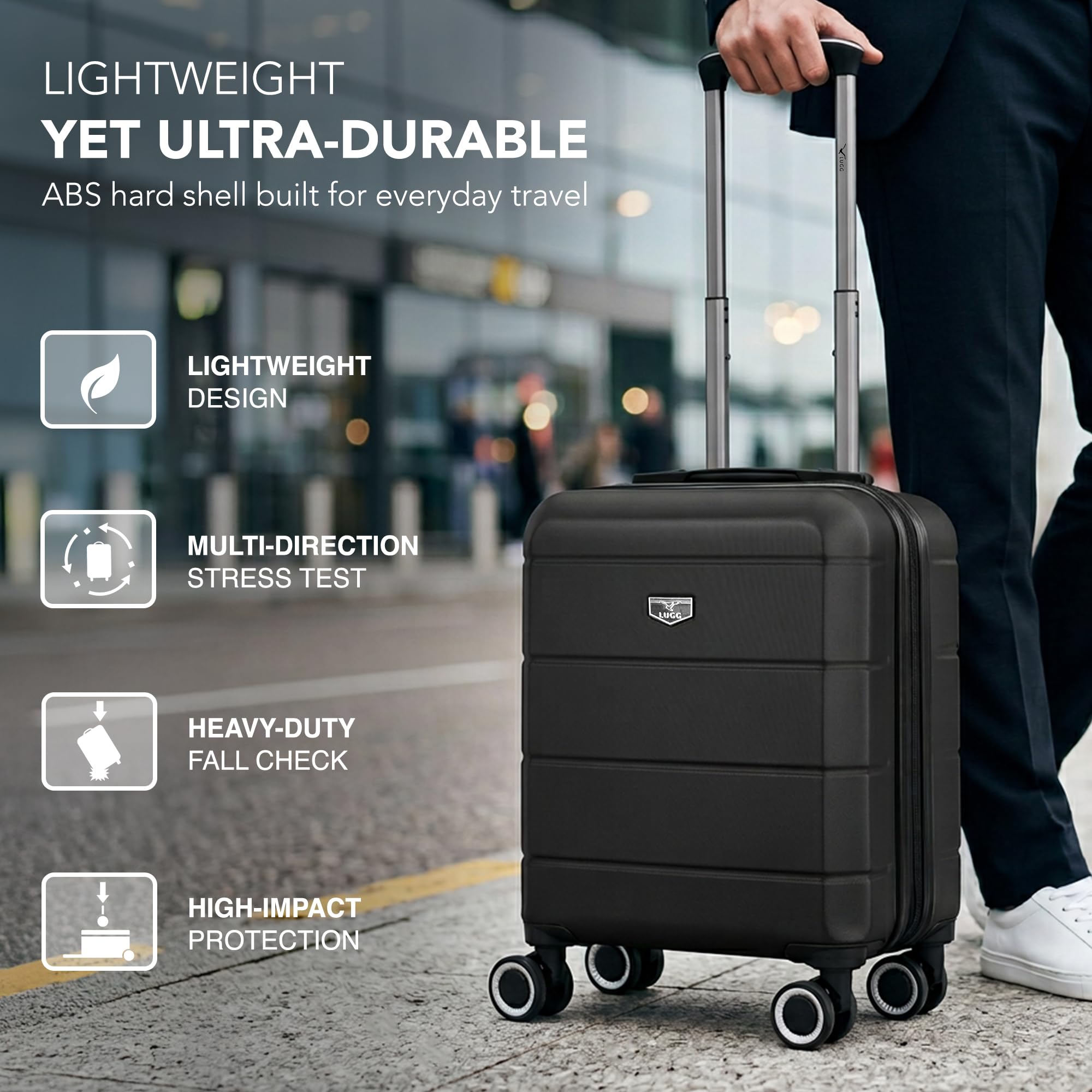 LUGG - Jetset 40cm Suitcase - 40x30x20cm- Ryanair Compatible - Underseat Size - Hard Shell ABS - Spinner & Removable Wheels - Lightweight Travel Luggage- Cream/Brown — view 131