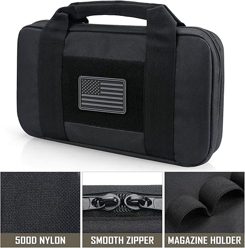 Vista 18 de LIVANS Estuche para pistola táctica, funda acolchada para pistola doble, cartera para pistola de mano, fundas blandas, bolsas rectangulares