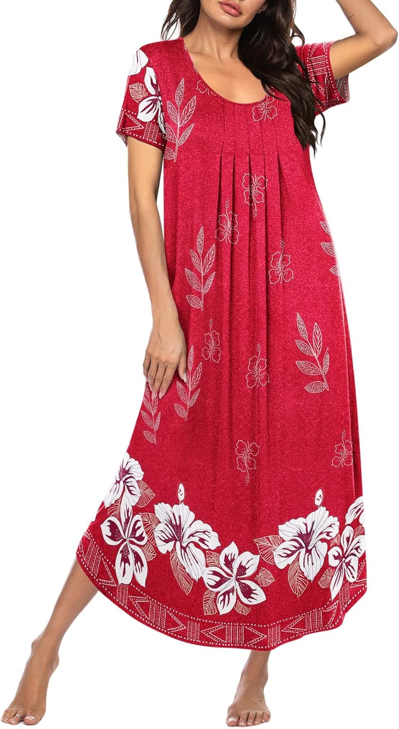 Ekouaer Moo Moos womens house dress long nightgown flora print mumus dress sizes small to 4XL