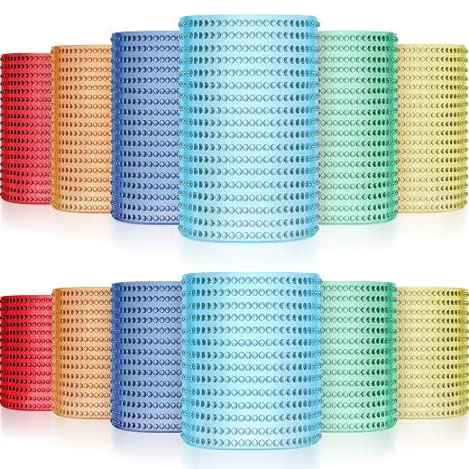 Foaincore 12 Count Hobnail Drinking Glasses Set Vintage Glassware Old Fashioned Beverage Glasses 6 Highball Bubble Cocktail 14 Oz, 6 Rocks Glass Cup 11 oz Water Elegant Glassware(Bright Colors)