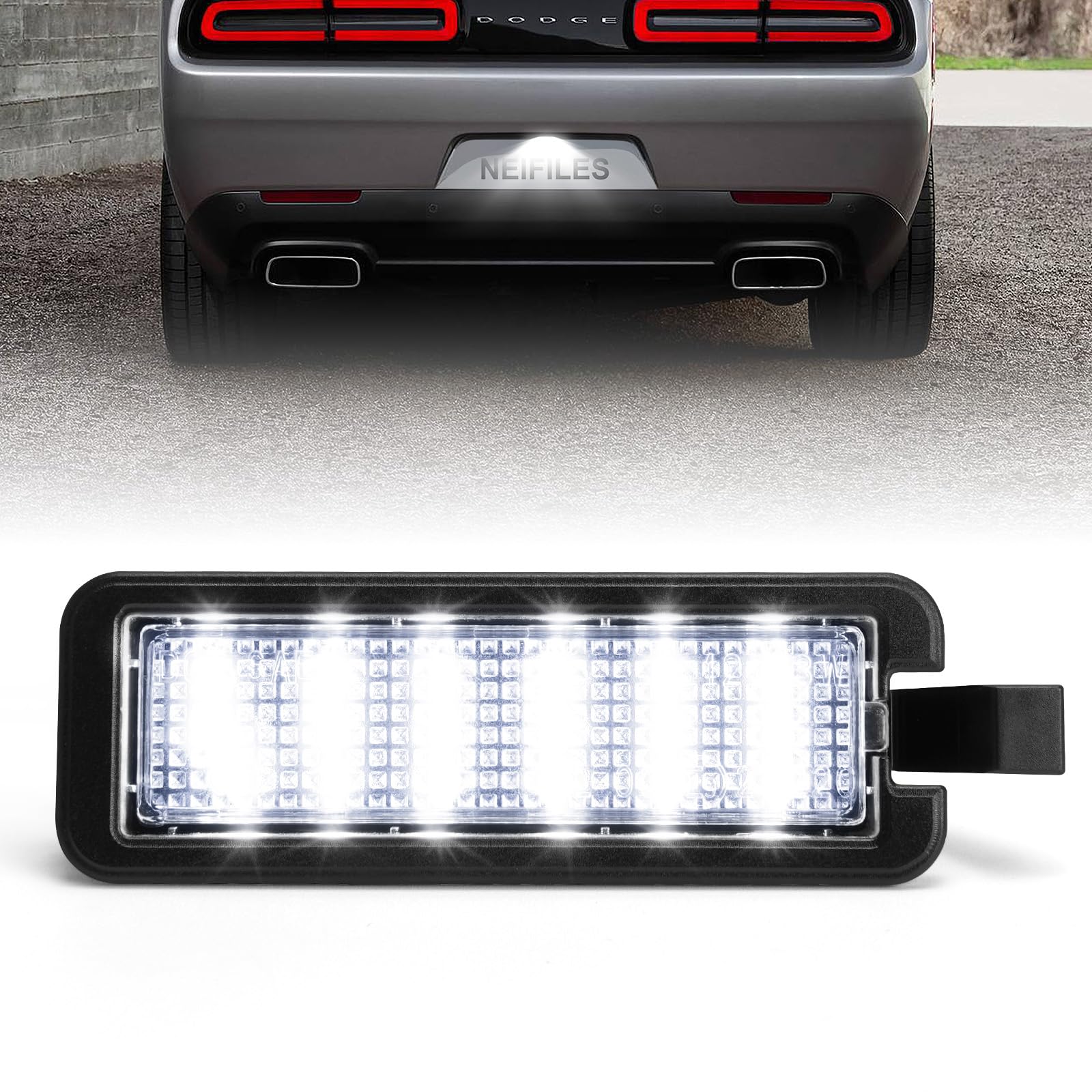 LED License Plate Lights Compatible with 2015-2023 Dodge Charger Challenger Chrysler 300 Tag Light Number Plate Light Assembly Replacement