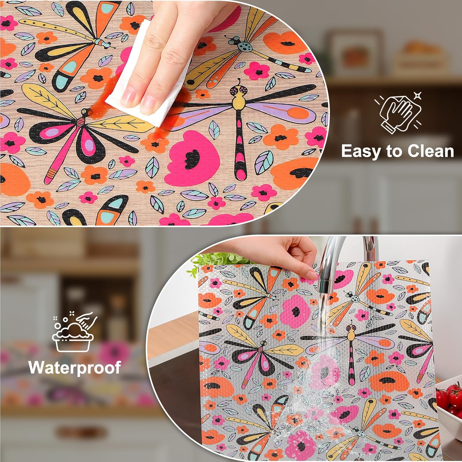 Cooyes Shelf Liner – Non-Slip Cabinet & Drawer Liner for Kitchen – Non-Adhesive Waterproof Shelf Paper with Modern Pattern – Durable EVA Cabinet Mat – Easy to Cut (Amethyst,17.5" W x 360" L)