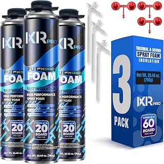 Spray Foam Insulation Can (3 x 26.46 oz. / 750 g) Expanding Foam Sealant, Closed Cell Spray Insulation, High Density, Walls Ceiling Windows Doors