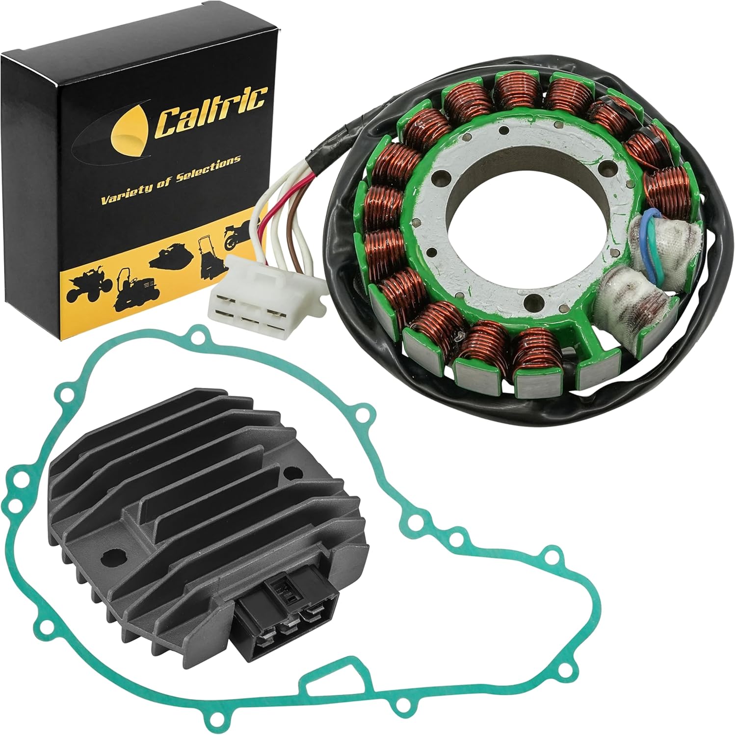 Caltric Stator & Regulator Rectifier Compatible with Kawasaki Klr650 Kl650A 1987-2007 W/Gasket