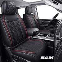 Vista 12 de YIERTAI - Fundas de asiento de vehículo compatibles con Dodge Ram 2009-2023, 1500, 2500 y 3500, camioneta pickup, protectores de asiento de cuero